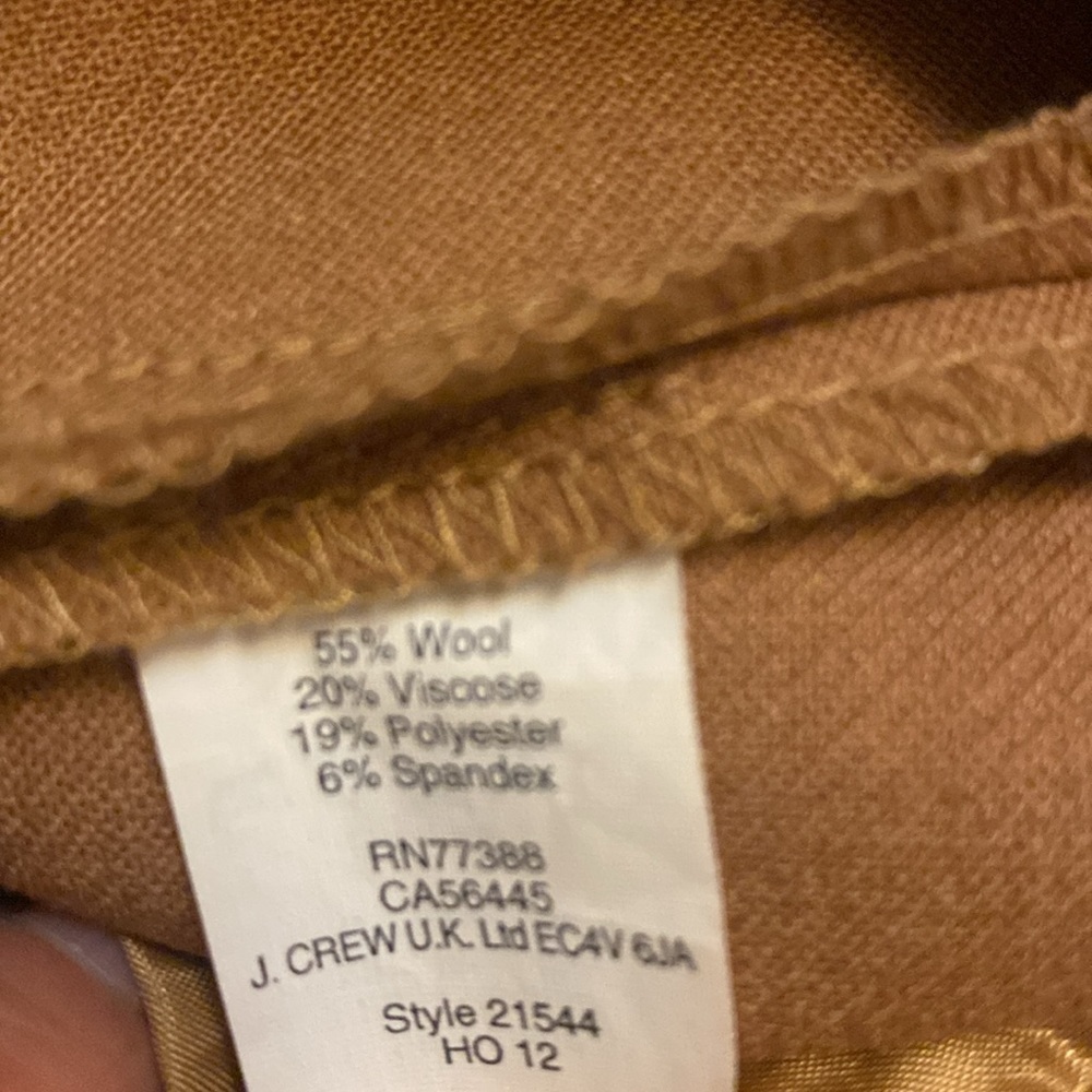 J.‎ Crew Minnie Cropped Slacks. Inseam 28”. Camel. - Picture 5 of 5